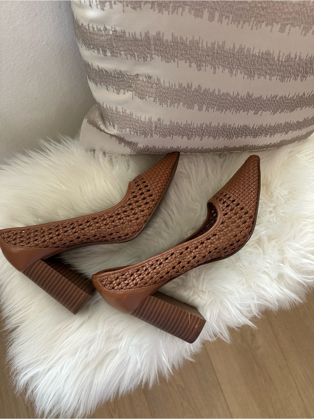 Ann Taylor Women's Woven Leather Shoes Tan